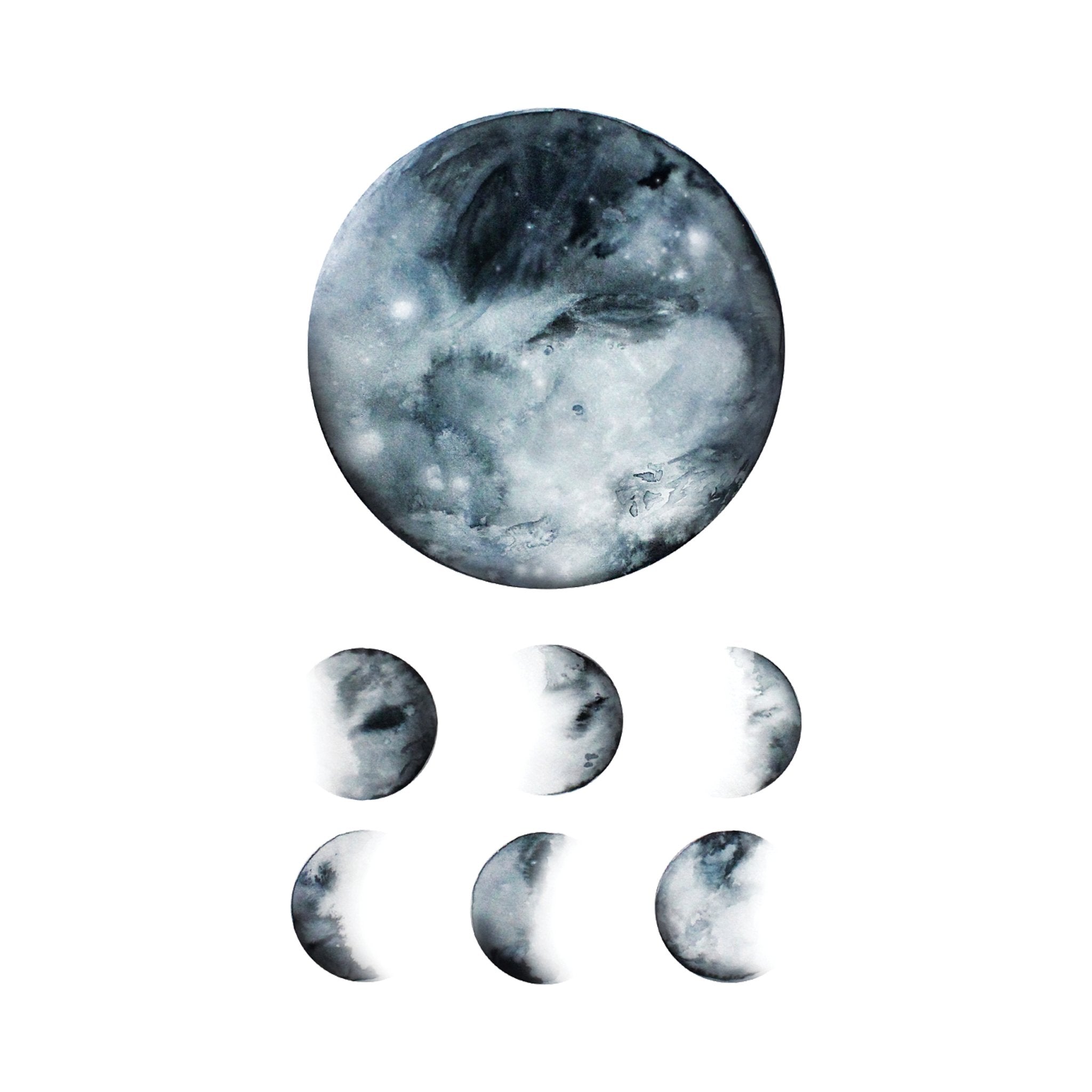Moon Phases Tattoo Pair - Spiral Circle