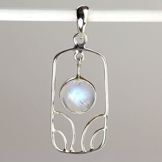 Moonstone Mod Pendant | Sterling Silver - Spiral Circle