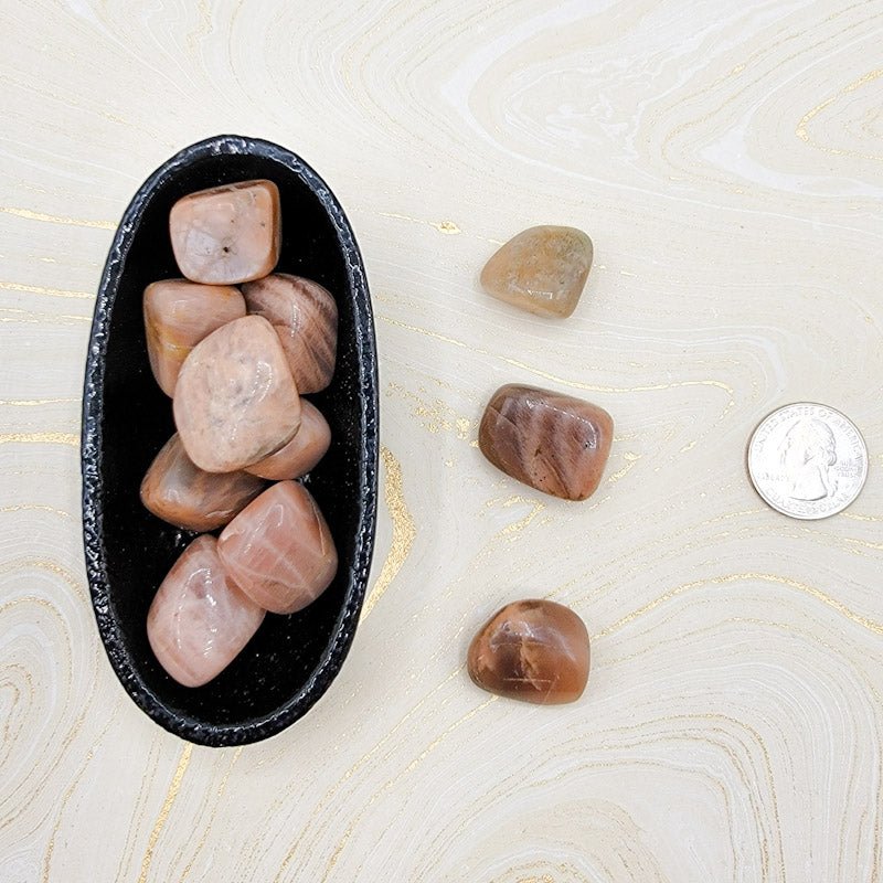 Moonstone, Peach | Tumbled | Emotional Support - Spiral Circle
