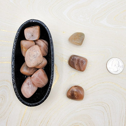 Moonstone, Peach | Tumbled | Emotional Support - Spiral Circle