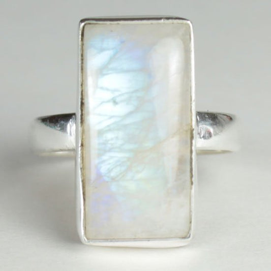 Moonstone Rectangle Ravish Ring | Sterling Silver - Spiral Circle