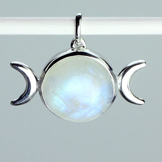 Moonstone Triple Goddess Pendant | Sterling Silver - Spiral Circle