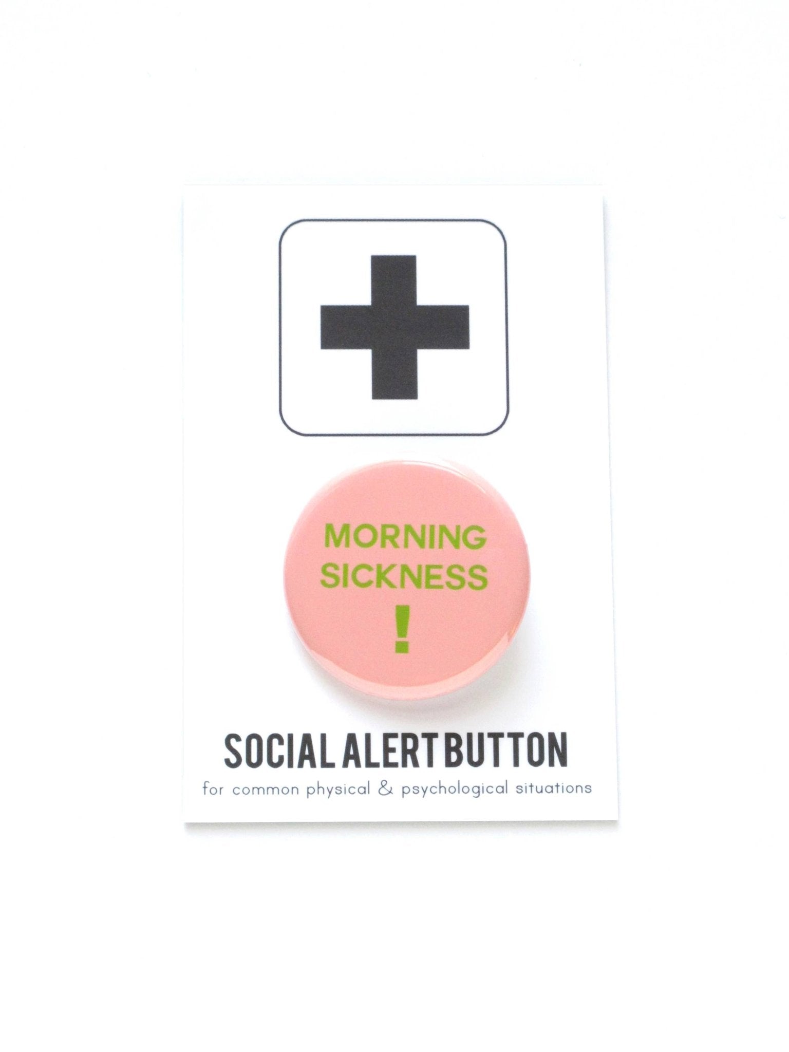 MORNING SICKNESS pinback button - Spiral Circle