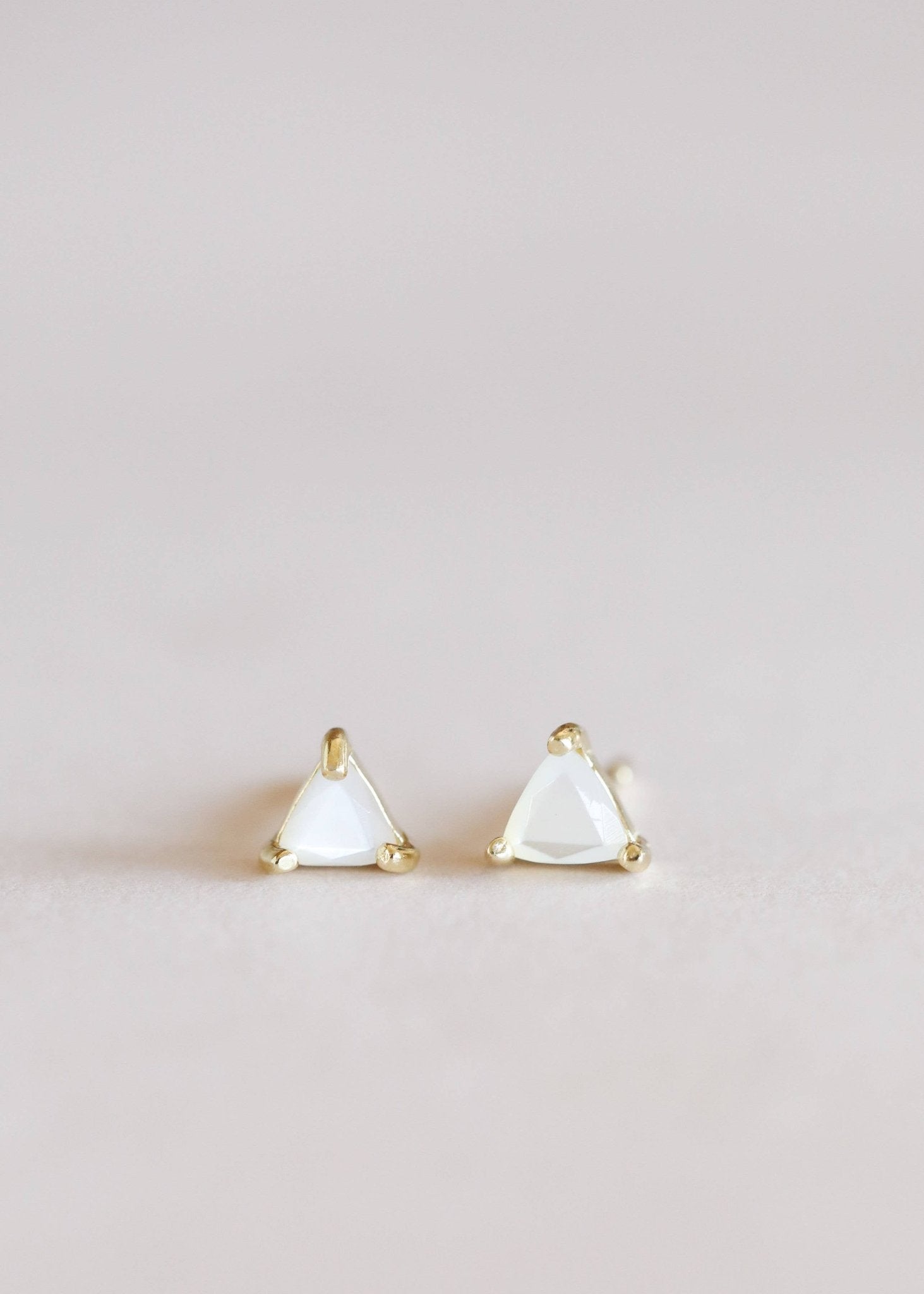 Mother of Pearl Mini Energy Gem Earrings | 18K gold-plated sterling silver - Spiral Circle