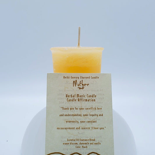 Mother | Peach | Votive Intention Candle | Reiki Charged - Spiral Circle