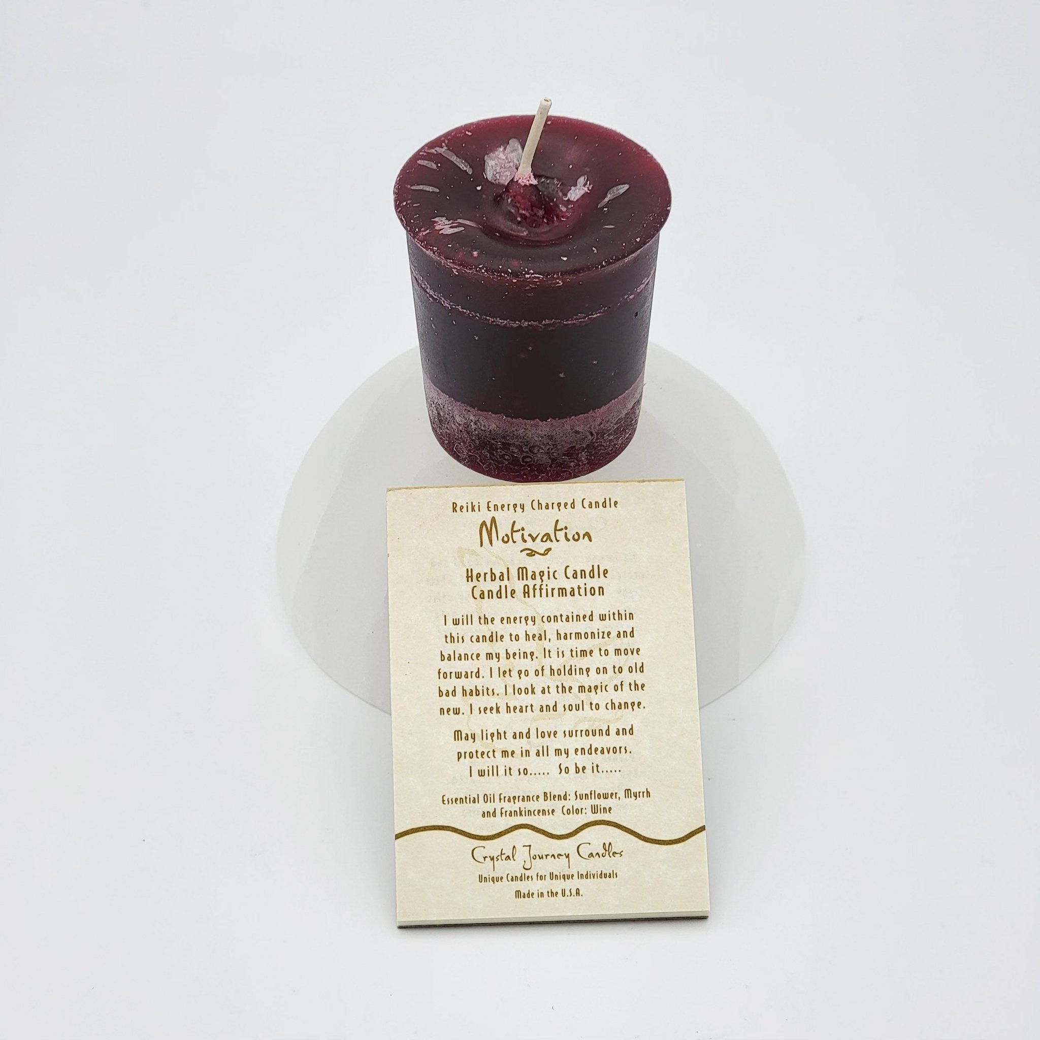 Motivation | Wine | Votive Intention Candle | Reiki Charged - Spiral Circle