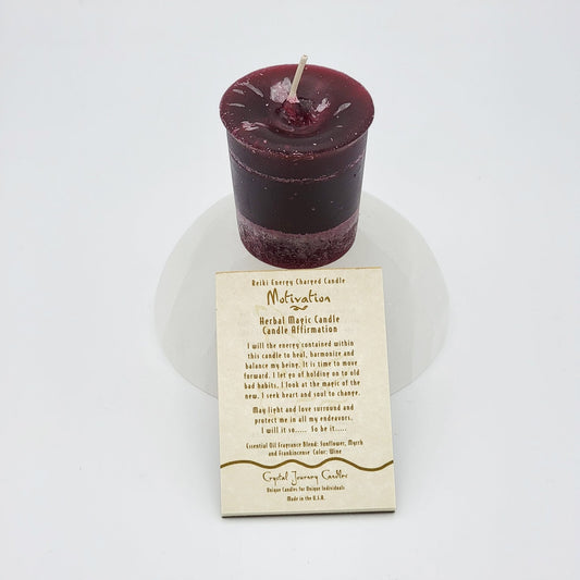 Motivation | Wine | Votive Intention Candle | Reiki Charged - Spiral Circle