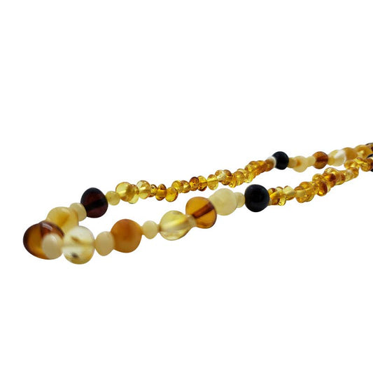 Multi-Color Amber | Beaded Necklace | 19 inches long - Spiral Circle