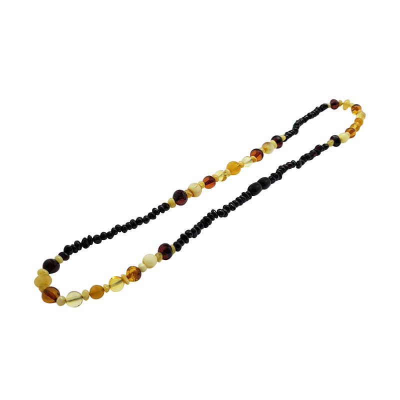 Multi-Color Amber | Beaded Necklace | 20 inches long - Spiral Circle