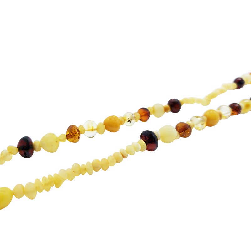 Multi-Color Amber | Beaded Necklace | 27 inches long - Spiral Circle