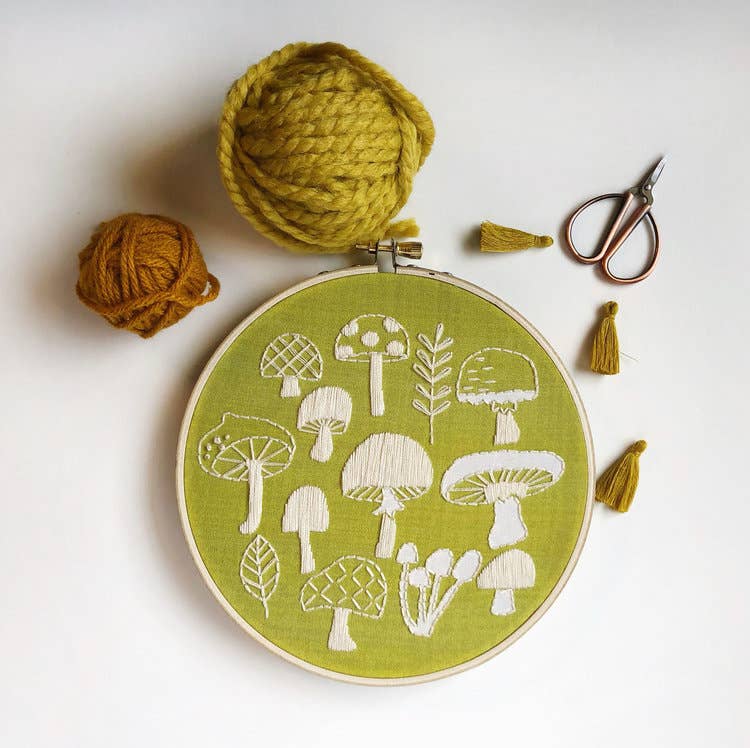 Mushrooms Embroidery Kit - Spiral Circle