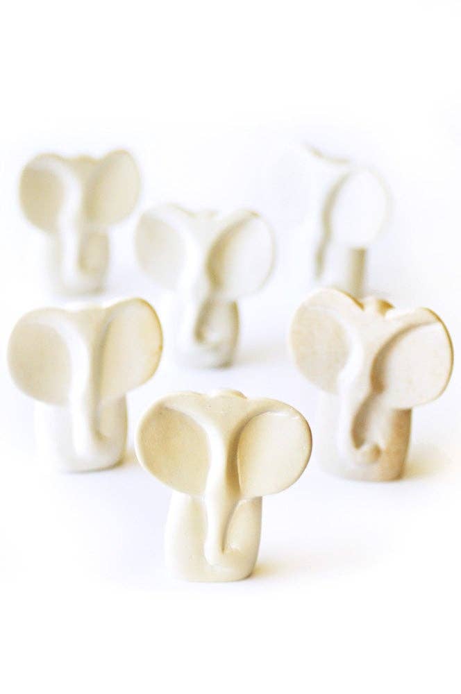 Natural Soapstone Mini Elephant Busts - Spiral Circle