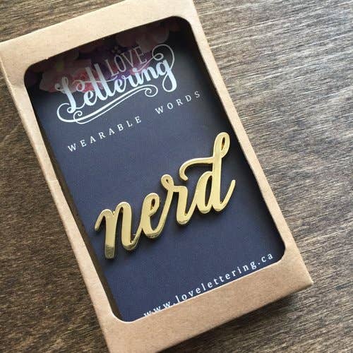 Nerd - Wearable Words Gold Plated Pin - Spiral Circle