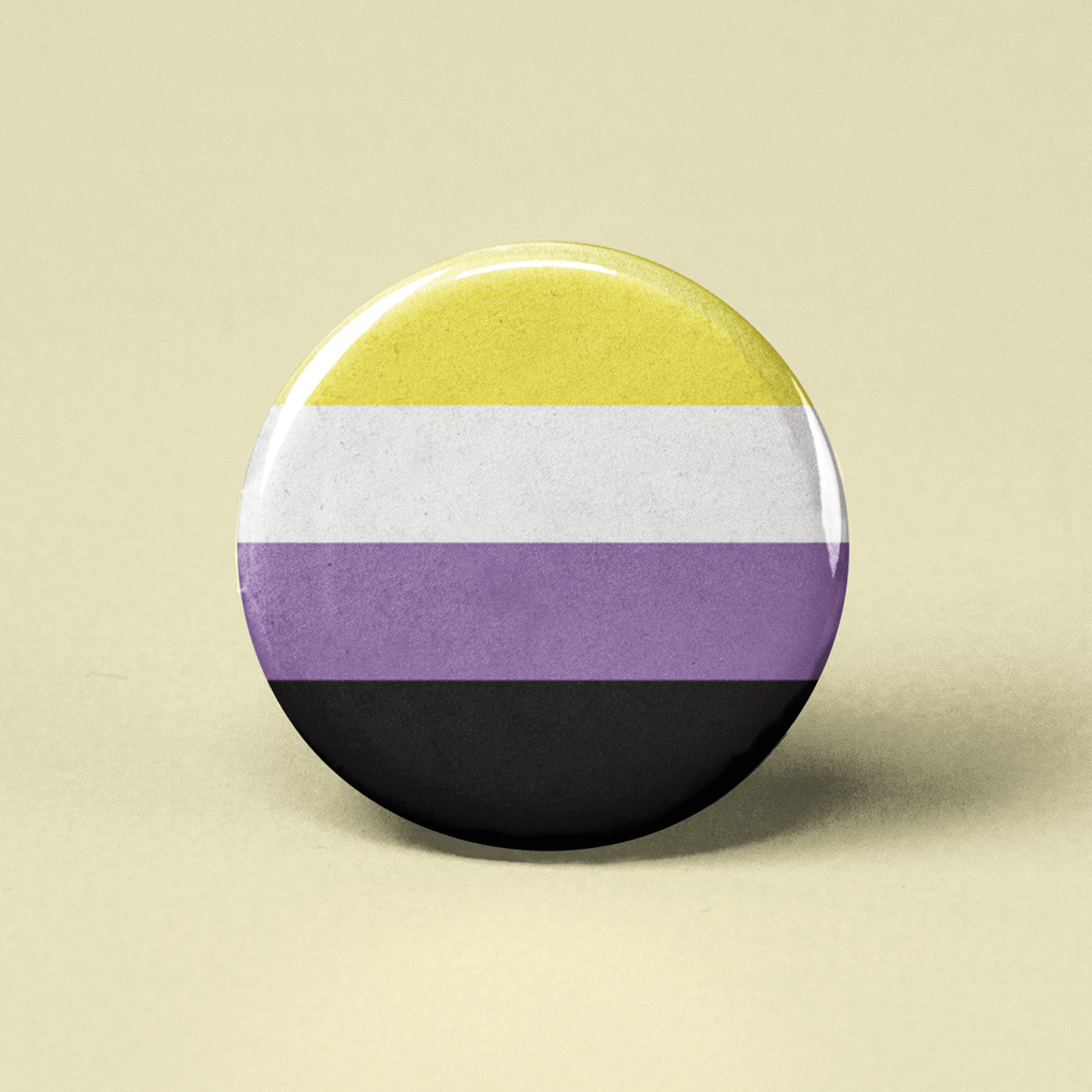 Non Binary Flag Pinback Button - Spiral Circle