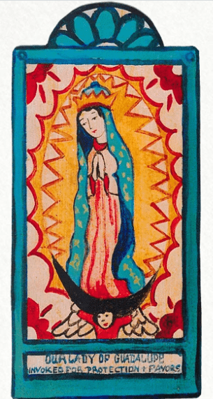 Nuestra Senora de Guadalupe, Our Lady of Guadalupe Wooden Plaque - Spiral Circle