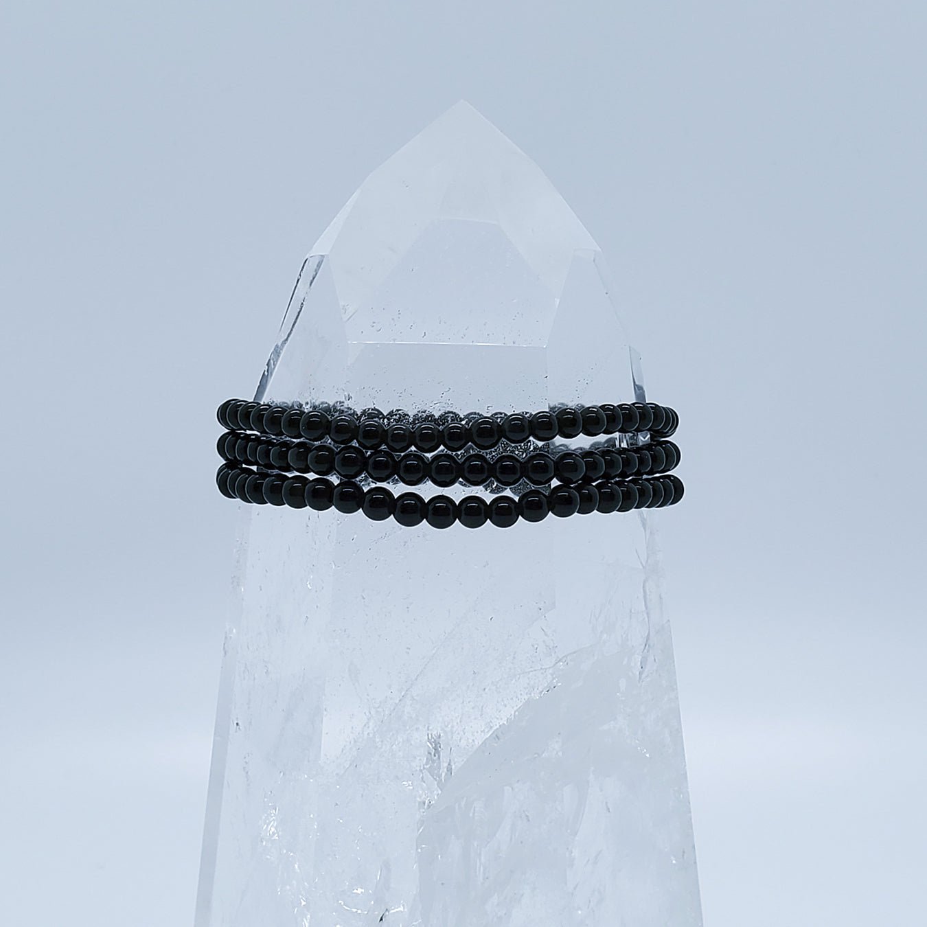 Obsidian, Rainbow | Love, Joy, Light | Stone Beaded Bracelet | 4mm | O - Spiral Circle