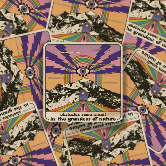 Obstacles Seem Small Sticker - Spiral Circle