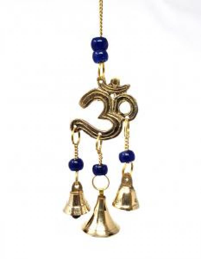 Om Brass Wind Chime w/ Beads - Spiral Circle