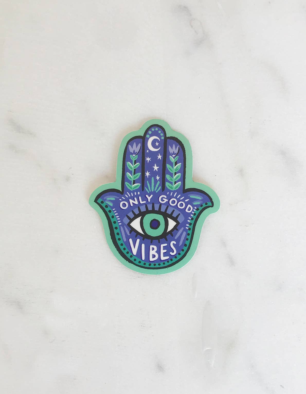 Only Good Vibes Hamsa Sticker - Spiral Circle