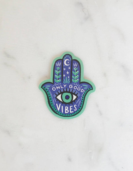 Only Good Vibes Hamsa Sticker - Spiral Circle
