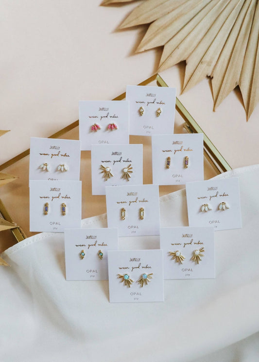 Opal Crown Stud - Pink - Earring - Spiral Circle