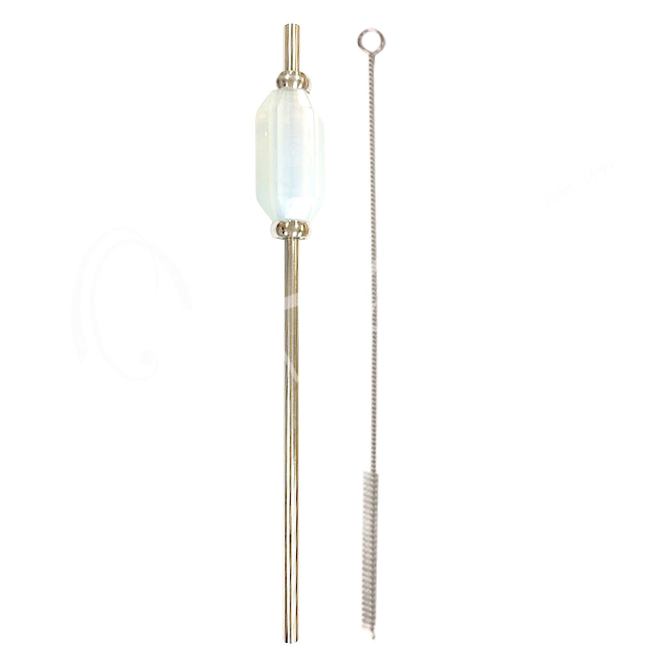 Opalite Stainless Steel Straw | with Cleaning Brush - Spiral Circle