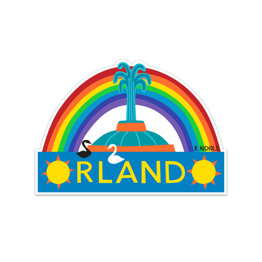 Orlando Rainbow Sticker - Spiral Circle