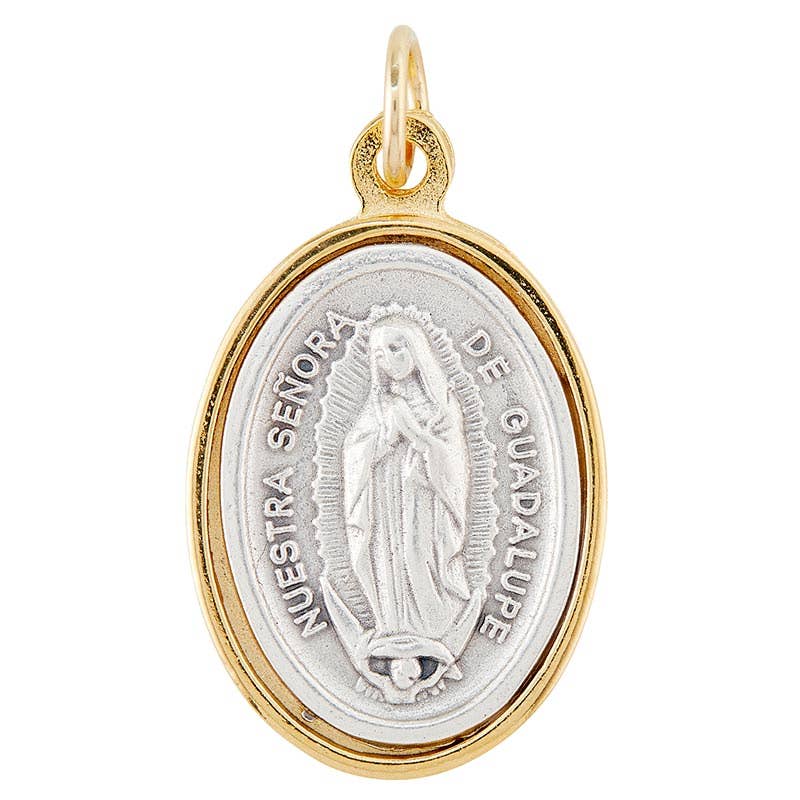 Our Lady Guadalupe Two-Tone Medal Pendant - Spiral Circle