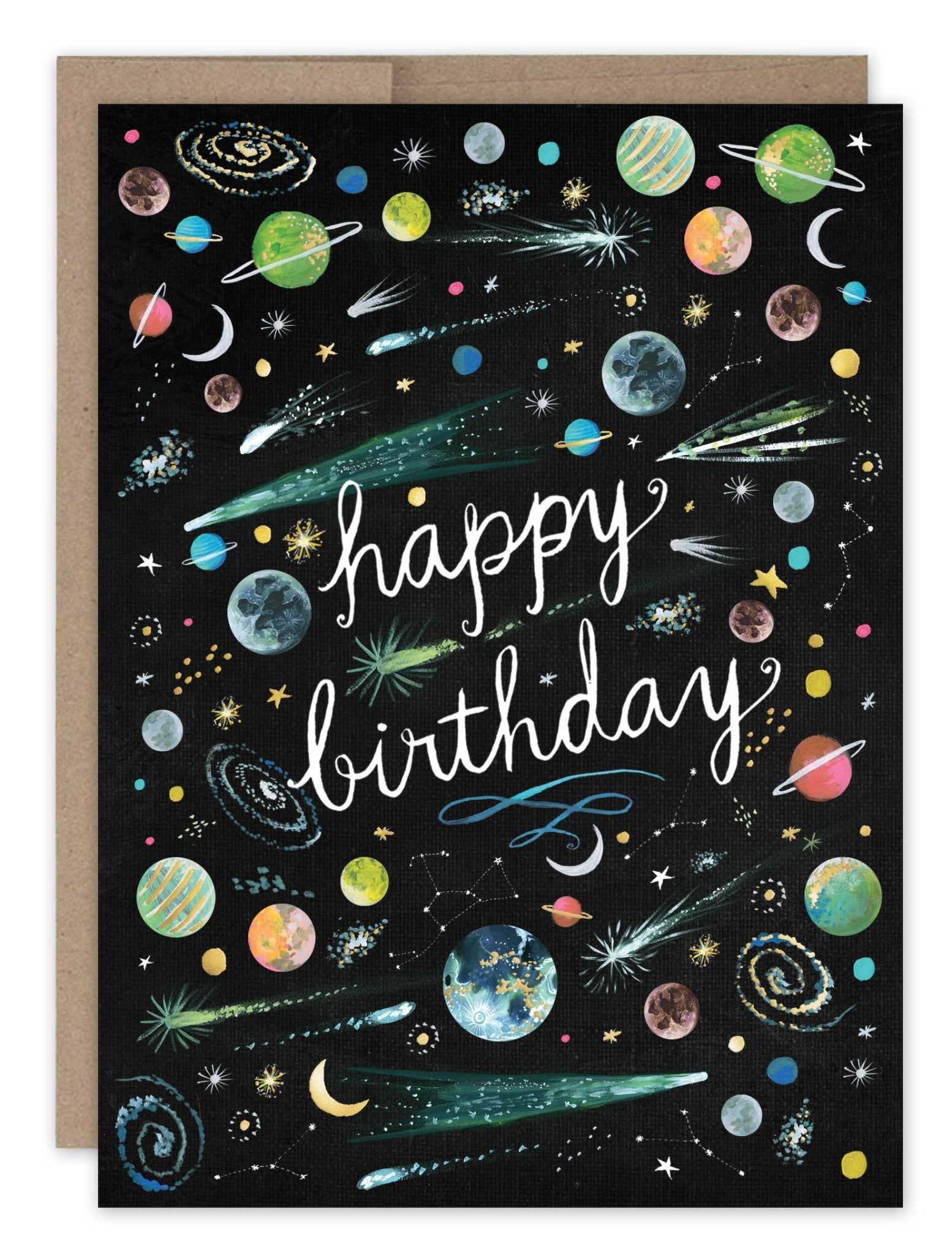 Outer Space Birthday Card - Spiral Circle