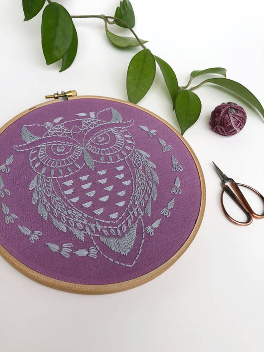 Owl Embroidery Kit - Spiral Circle