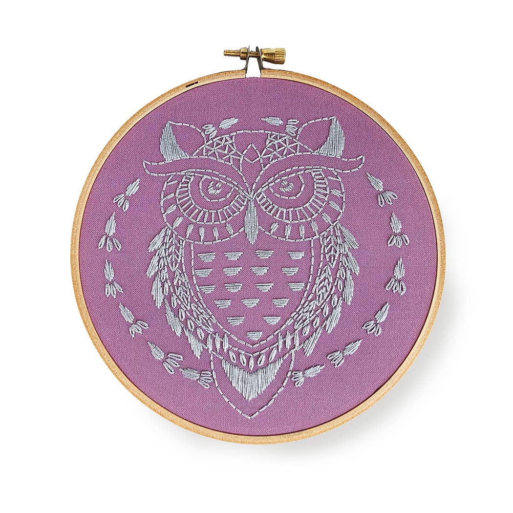 Owl Embroidery Kit - Spiral Circle