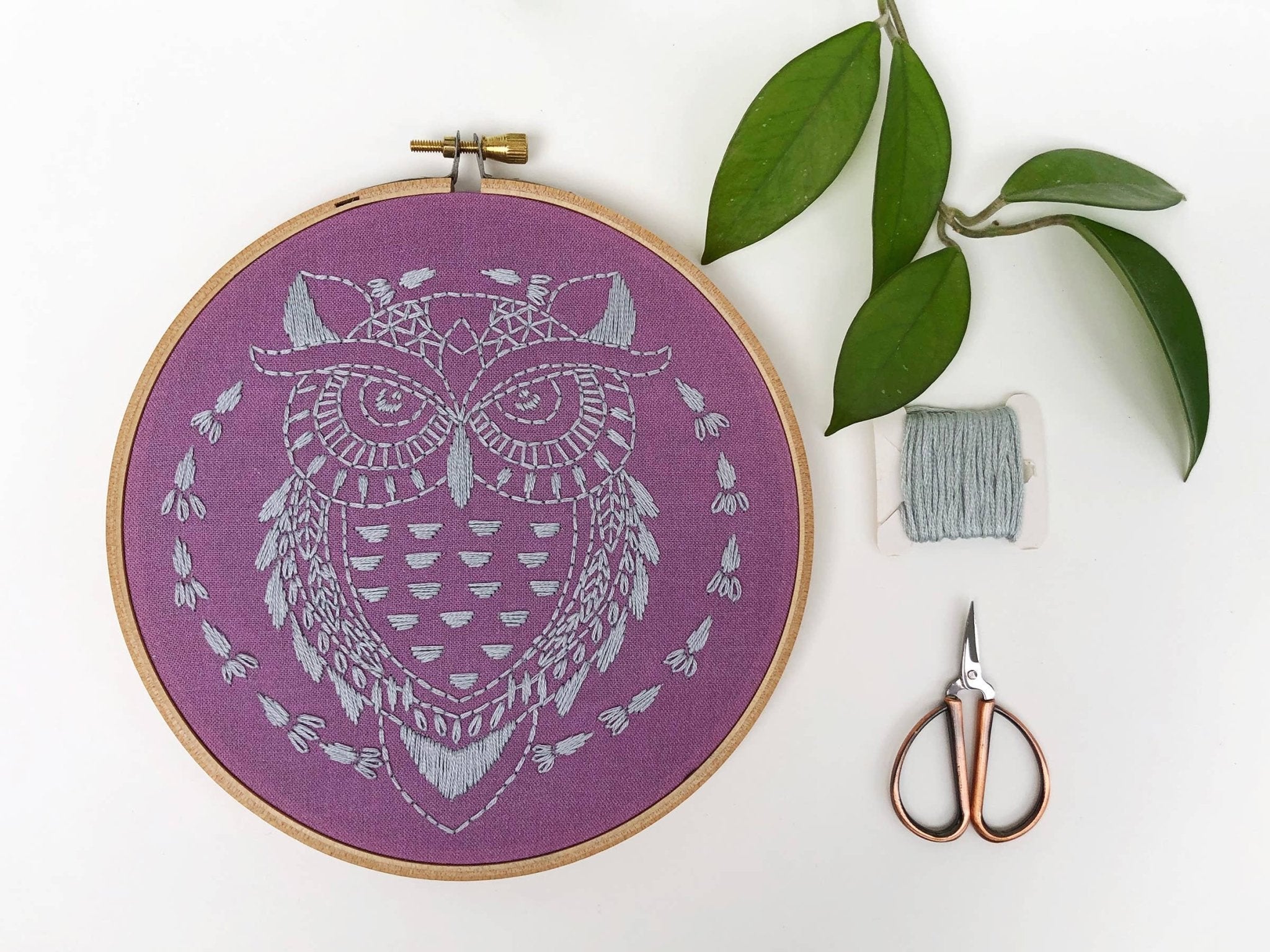 Owl Embroidery Kit - Spiral Circle