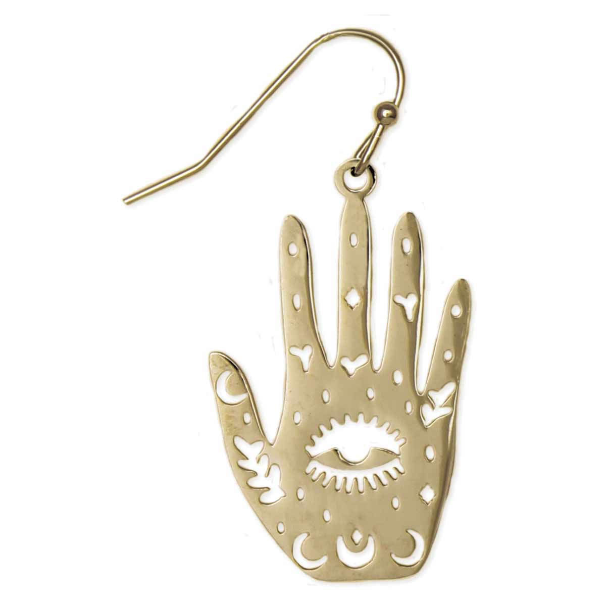 Palm of Fortune Gold Hand Earrings - Spiral Circle