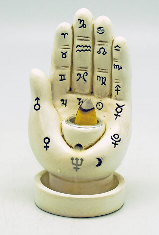 Palmistry Hand Back Flow Incense Burner - Spiral Circle