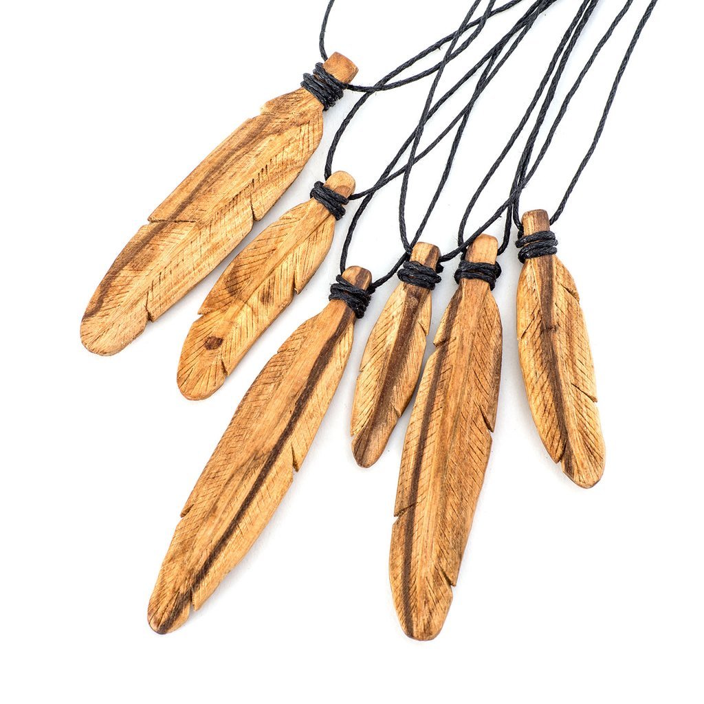 Palo Santo Feather Necklace - Spiral Circle