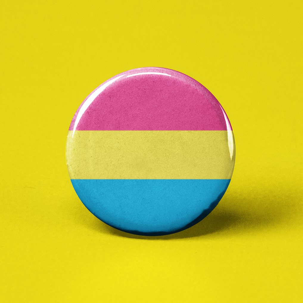 Pansexual Flag Pinback Button - Spiral Circle