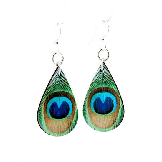 Peacock Feather Earrings - Spiral Circle