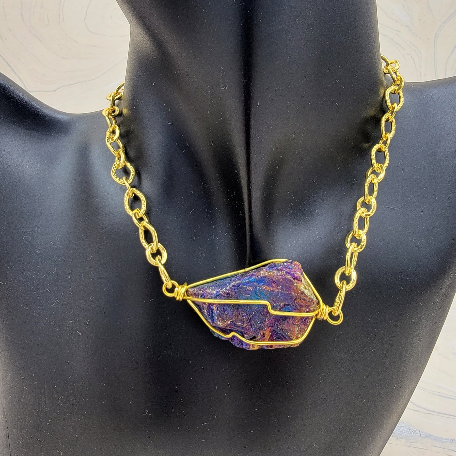 Peacock Ore Chalcopyrite | Gold Goddess Chunky Necklace - Spiral Circle
