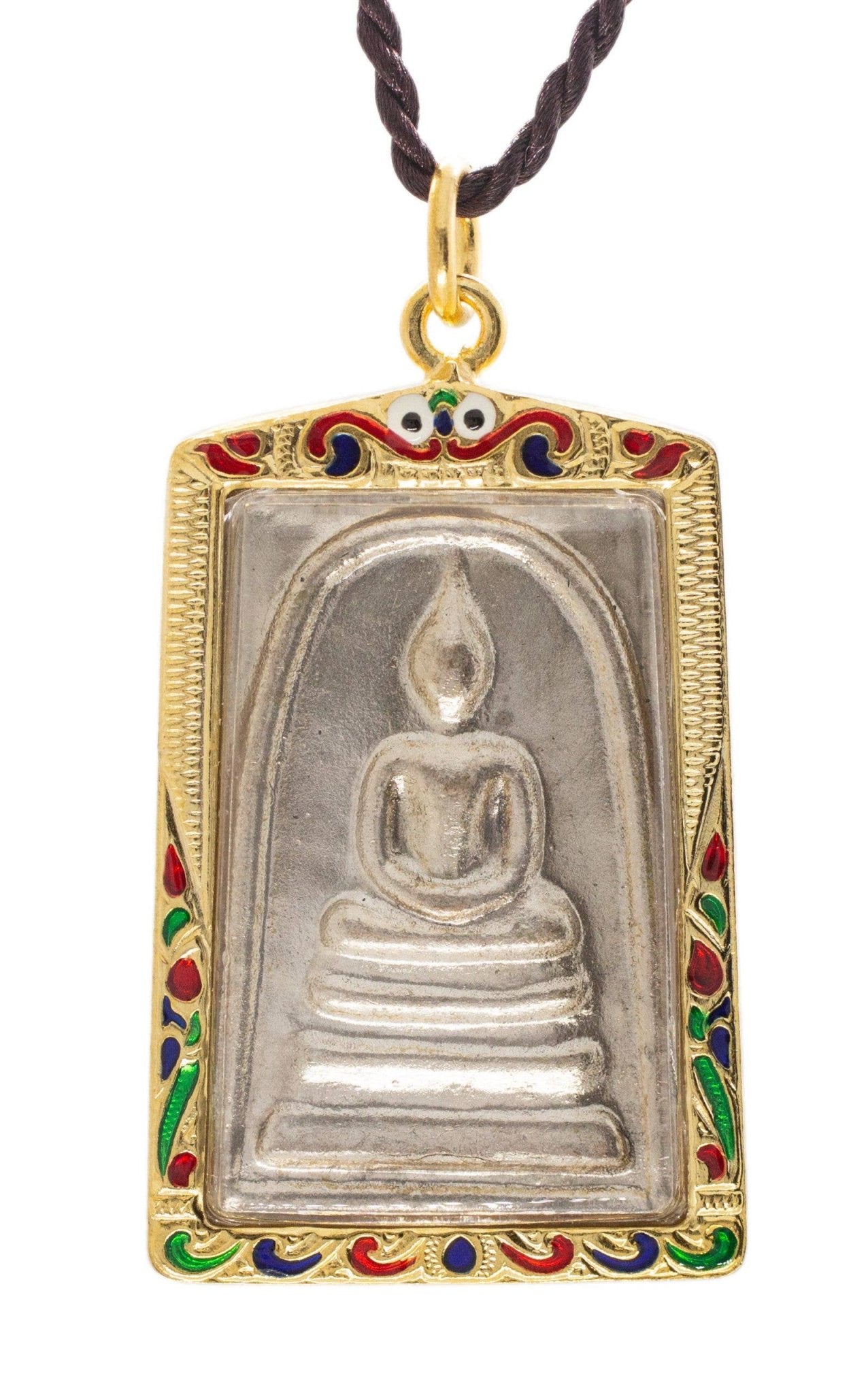 Phra Somdej Buddha with Chinnabanchon Katha Amulet Necklace - Spiral Circle