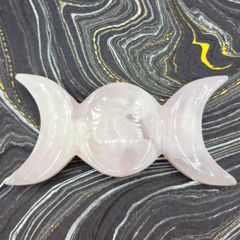 Pink Calcite Triple Moon Plate | 5" - Spiral Circle