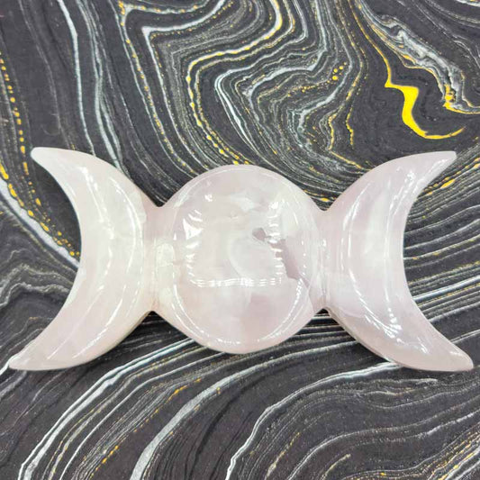 Pink Calcite Triple Moon Plate | 5" - Spiral Circle