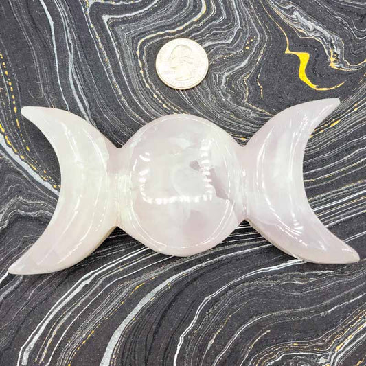 Pink Calcite Triple Moon Plate | 5" - Spiral Circle