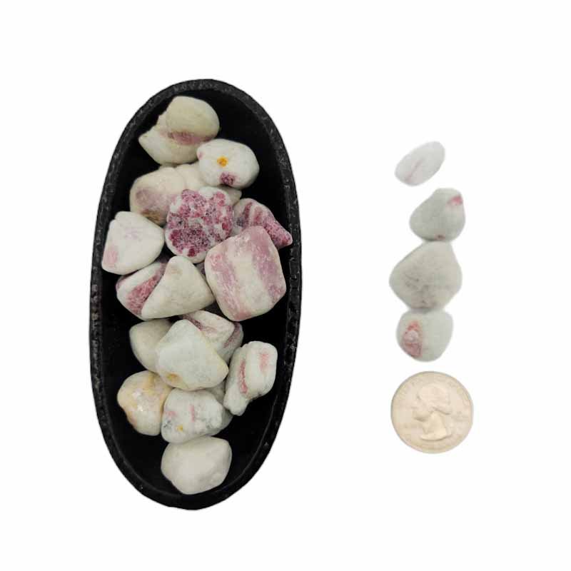 Pink Tourmaline w/ Quartz | Tumbled - Spiral Circle