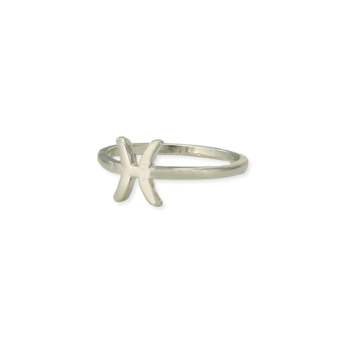 Pisces Symbol Zodiac Ring | Silver Plated - Spiral Circle