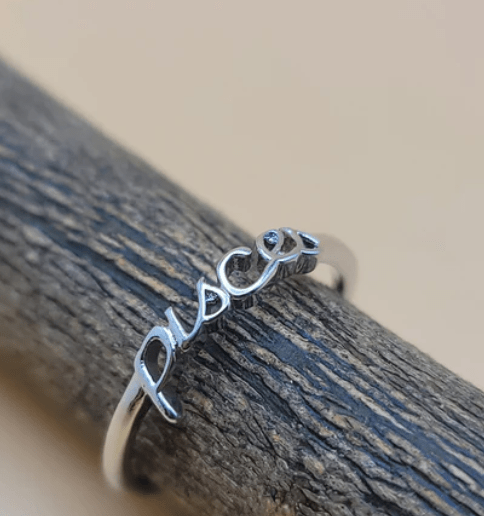 Pisces | Zodiac Cursive Ring | Brass & Sterling Silver - Spiral Circle