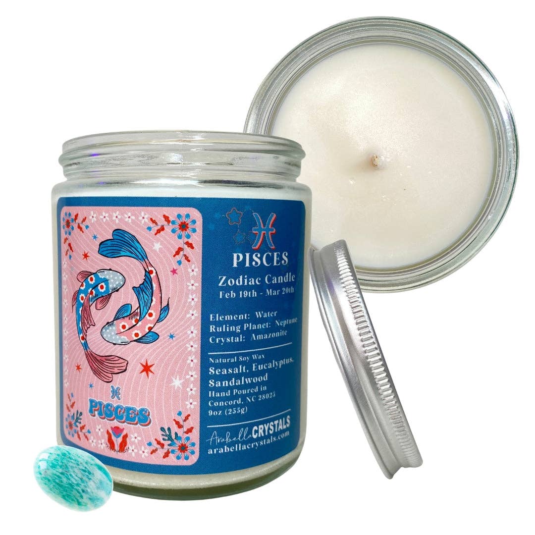 Pisces Zodiac Jar Candle - Spiral Circle