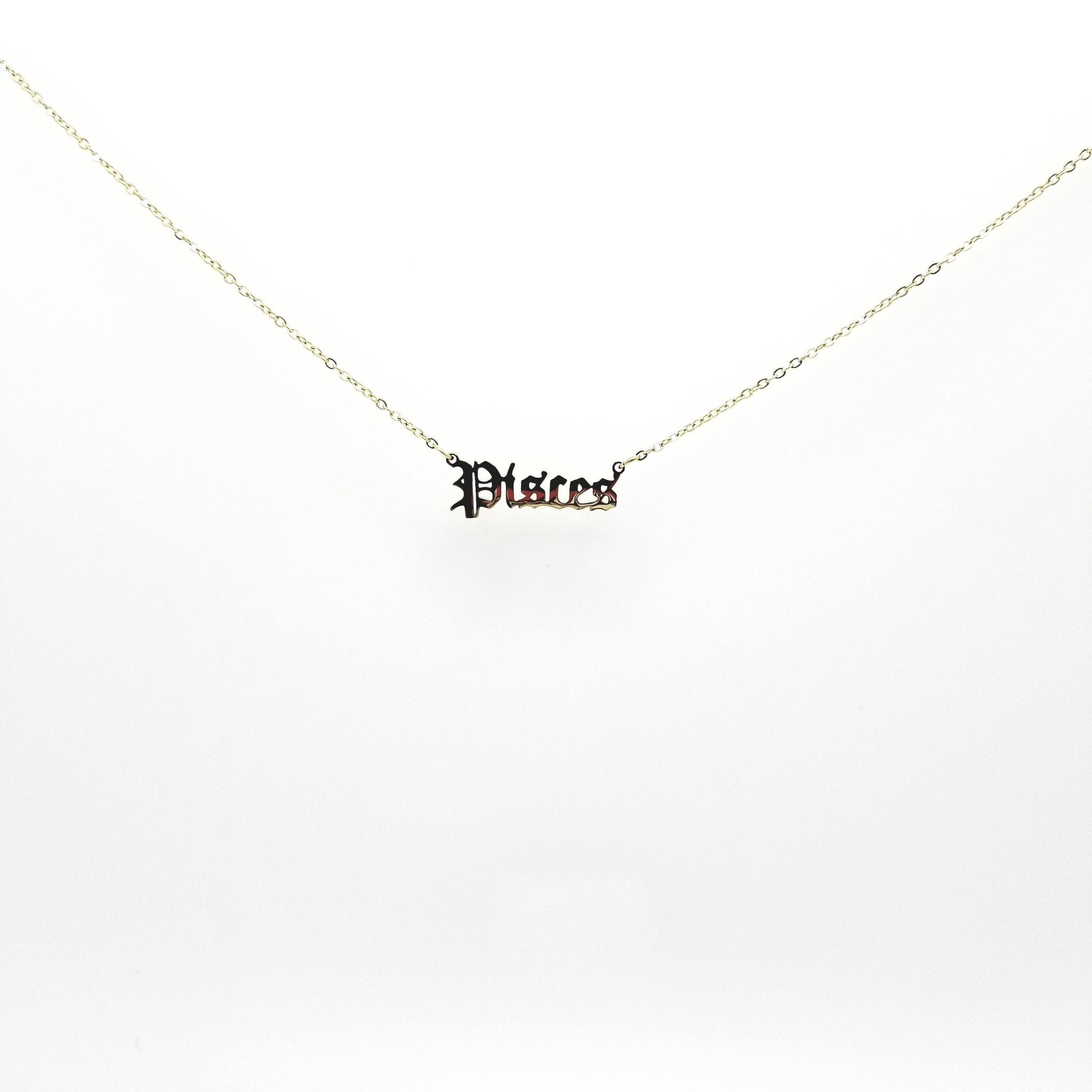 Pisces Zodiac Name Necklaces| 18k Gold Plated - Spiral Circle
