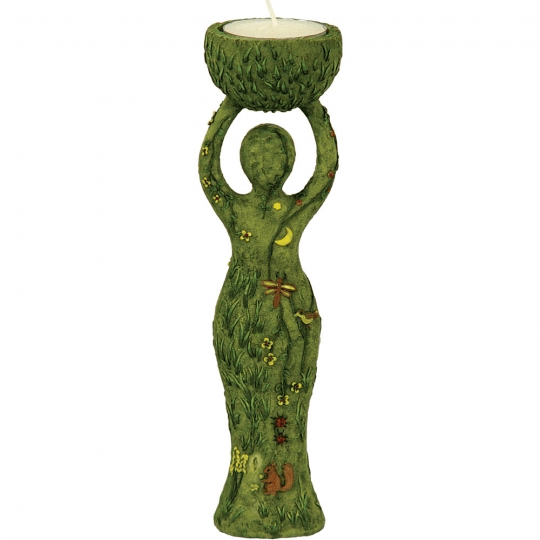 Polyresin T-Light Holder Nurturing Goddess - Spiral Circle