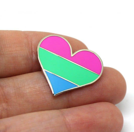 Polysexual Flag Heart Enamel Pin - Spiral Circle
