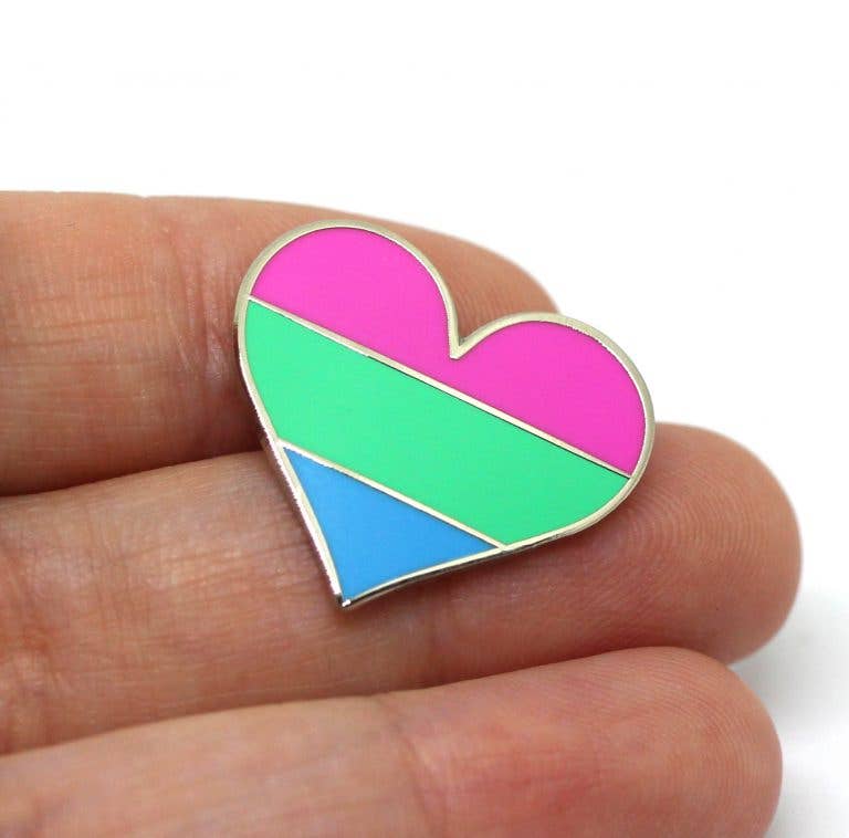 Polysexual Flag Heart Enamel Pin - Spiral Circle